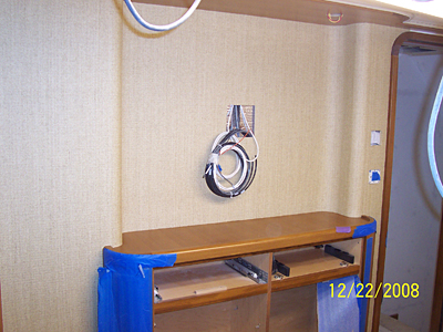 Yacht interior wallcovering installation